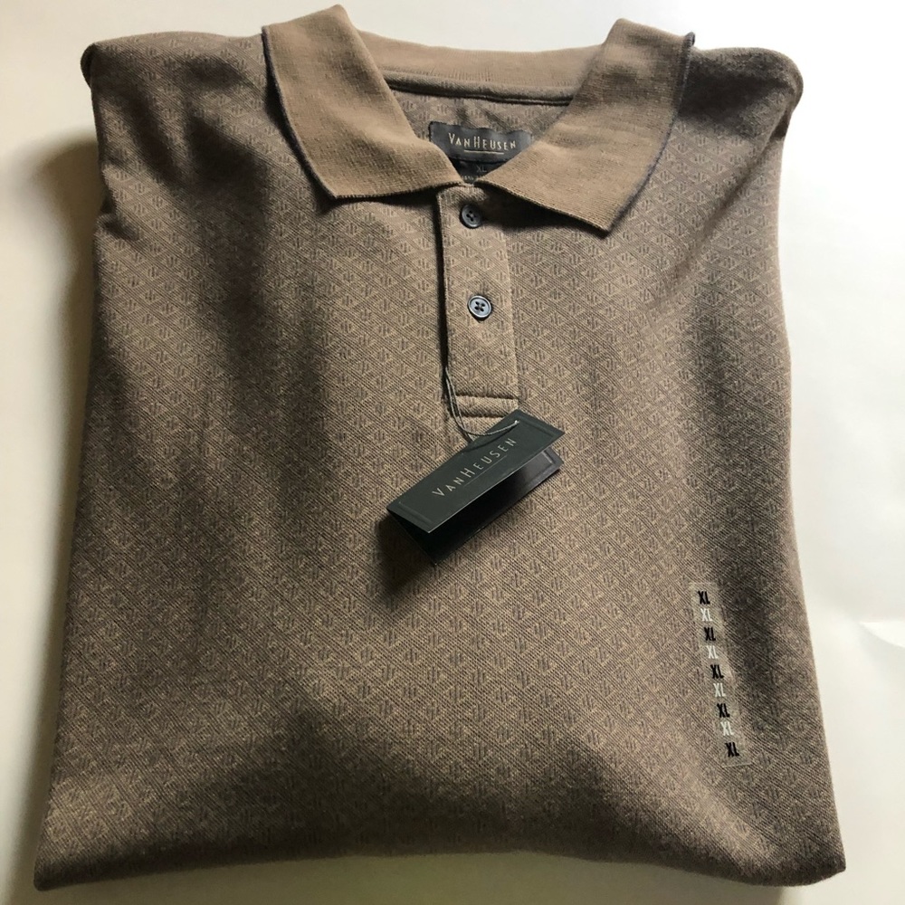 Van Heusen Men’s XL Brown Long Sleeve Polo XL